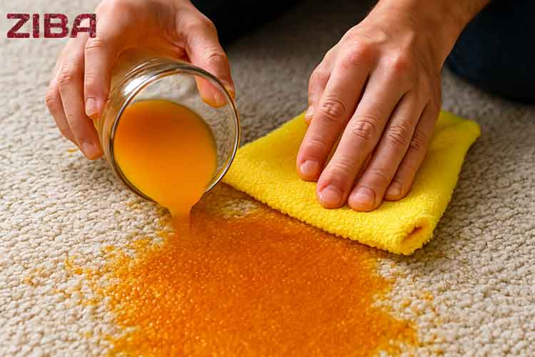 اقدامات فوری پس از ریختن آبمیوه